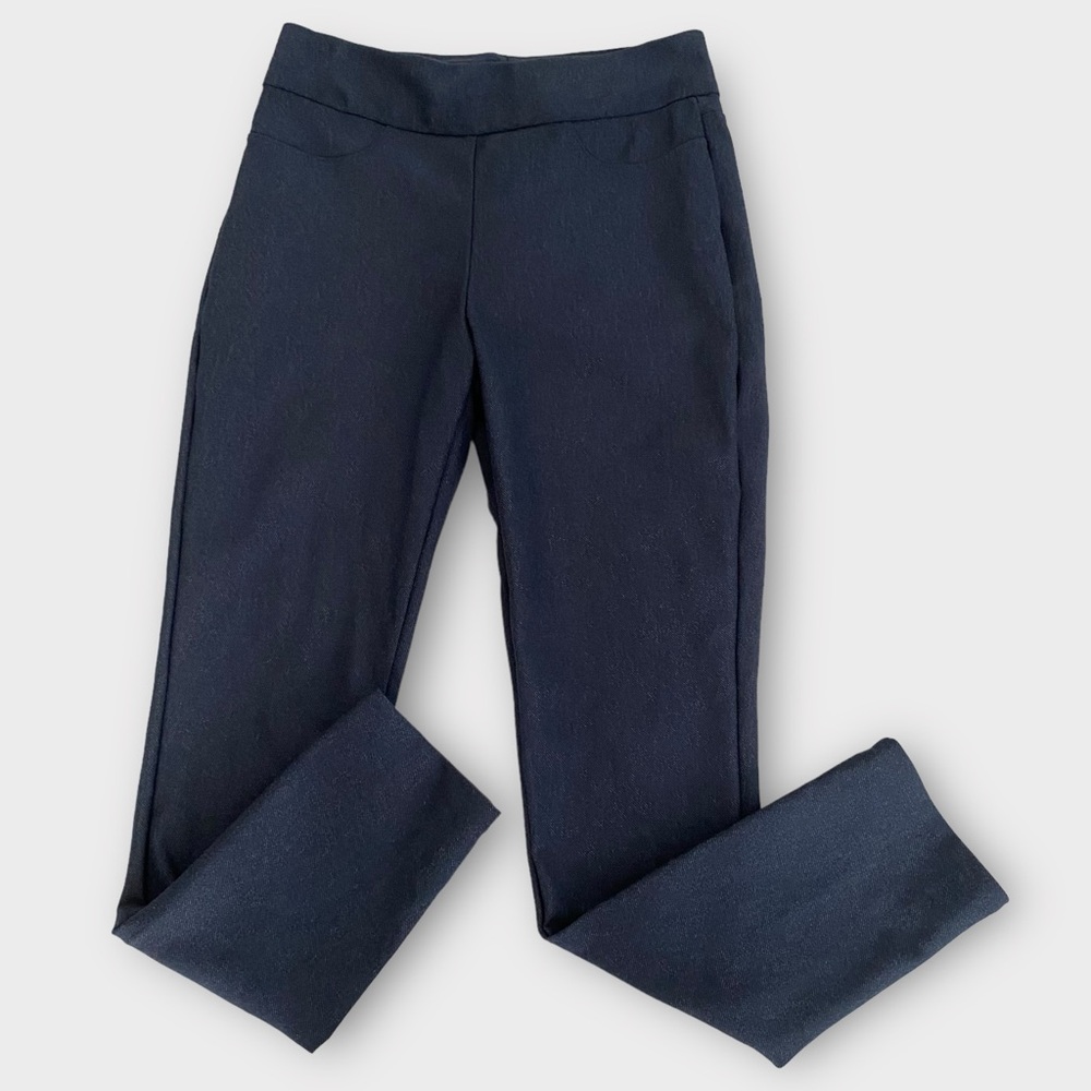 Honeylove Women’s EverReady Pants Medium Shaping Tweed Ponte Stormy Blue NWOT
